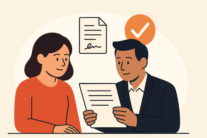 An image showing a couple understanding a contract