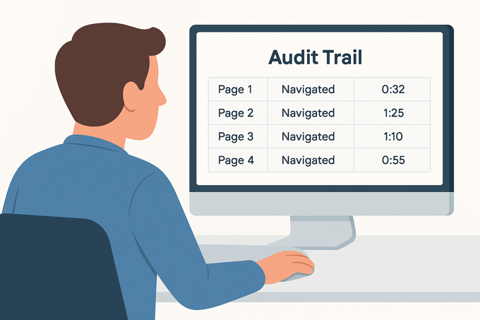 full consent audit trail — every action timestamped and recorded as evidence of informed decision