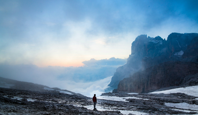 Image showing a person walking through a valley